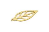 Brass Leaf Charm, 12 Raw Brass Leaf Charms With 1 Loop, Charm Pendants (22x9.5x0.60mm) SMP0935