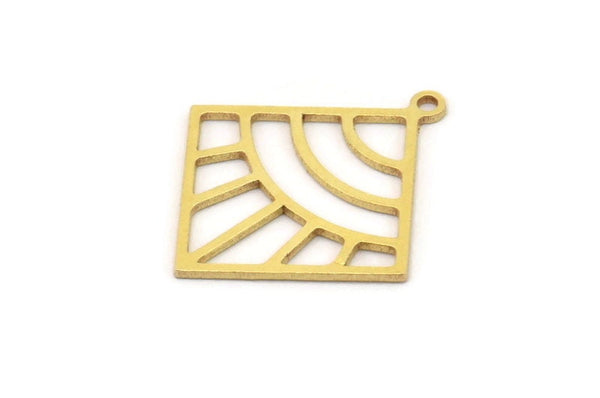 Brass Diamond Charm, 10 Raw Brass Diamond Shaped Charms With 1 Loop, Pendant Findings (22x20x0.60mm) SMP0936