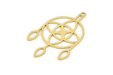 Brass Round Charm, 6 Raw Brass Round Charms With 1 Loop, Fringed Charms, Findings (34x22x0.60mm) SMP0938
