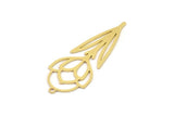 Brass Flower Charm, 6 Raw Brass Flower Shape Charms With 1 Loop, Charm Pendants (40x15x0.60mm) SMP0943