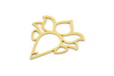Brass Drop Charm, 6 Raw Brass Lotus Flower Charms With 1 Hole, Findings (27x24x0.60mm) SMP0945