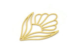 Brass Flower Charm, 4 Raw Brass Flower Shape Charms With 1 Hole, Charm Pendants (37x28x0.60mm) SMP0947