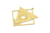 Brass Triangle Charm, 4 Raw Brass Sun Charms With 1 Loop, Findings (37x35x0.60mm) SMP0948