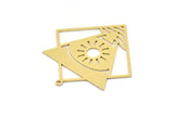 Brass Triangle Charm, 4 Raw Brass Sun Charms With 1 Loop, Findings (37x35x0.60mm) SMP0948