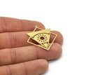 Brass Triangle Charm, 4 Raw Brass Sun Charms With 1 Loop, Findings (37x35x0.60mm) SMP0948