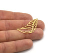 Brass Feather Charm, 4 Raw Brass Feather Charms With 1 Loop, Findings (39x18x0.60mm) SMP0949