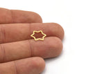 Brass Star Charm, 24 Raw Brass Star Shaped Charms, Charm Pendants, Connectors (14x12x0.60mm) SMP0950