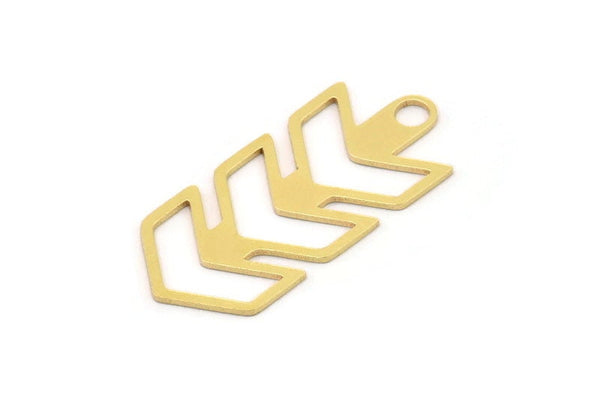 Brass Chevron Charm, 8 Raw Brass Chevron Shaped Charms With 1 Loop, Earring Charms (30x14x0.60mm) SMP0952