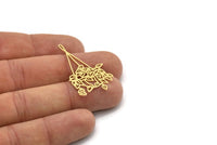 Brass Flower Charm, 6 Raw Brass Potted Plant Shaped Charms With 1 Loop, Findings (39x22x0.60mm) SMP0956