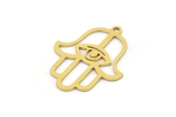 Brass Hand Charm, 10 Raw Brass Hand Shaped Charms With 1 Loop, Earrings, Findings (21x17x0.60mm) SMP0958