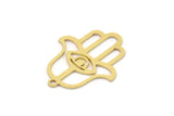 Brass Hand Charm, 10 Raw Brass Hand Shaped Charms With 1 Loop, Earrings, Findings (21x17x0.60mm) SMP0958