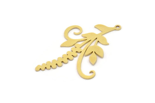Brass Flower Charm, 8 Raw Brass Flower Shape Charms With 1 Loop, Charm Pendants (39x27x0.60mm) SMP0960