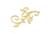 Brass Leaf Charm, 8 Raw Brass Branch Charms With 1 Loop, Charm Pendants (41x30x0.60mm) SMP0962