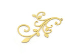 Brass Leaf Charm, 8 Raw Brass Branch Charms With 1 Loop, Charm Pendants (41x30x0.60mm) SMP0962