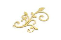 Brass Leaf Charm, 8 Raw Brass Branch Charms With 1 Loop, Charm Pendants (41x30x0.60mm) SMP0962