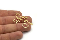 Brass Leaf Charm, 8 Raw Brass Branch Charms With 1 Loop, Charm Pendants (41x30x0.60mm) SMP0962