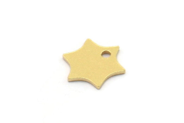 Brass Star Charm, 50 Raw Brass Star Charms With 1 Hole, Charm Pendants (8x7x0.60mm) SMP0963