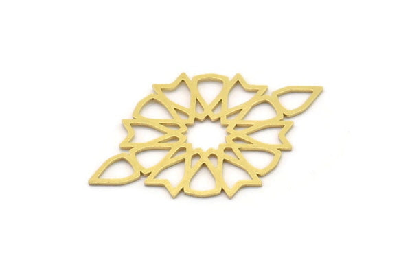 Brass Ethnic Charm, 4 Raw Brass Ethnic Motif Shaped Charms, Earring Charms (37x24x0.60mm) SMP0968