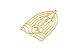 Brass Tower Charm, 2 Raw Brass Tower Charms With 1 Loop, Eagle Findings (43x30x0.60mm) SMP0652