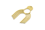 Brass Fringed Charm, 6 Raw Brass Fringed Shaped Charms With 1 Hole, Findings (35x24x0.80mm) SMP0654