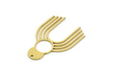 Brass Fringed Charm, 6 Raw Brass Fringed Shaped Charms With 1 Hole, Findings (35x24x0.80mm) SMP0654