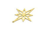 Brass Star Charm, 8 Raw Brass Pole Star Charms With 1 Loop, North Star Charms, Findings (35x28x0.60mm) SMP0660