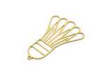 Brass Ball Charm, 4 Raw Brass Badminton Ball Charms With 1 Loop, Findings (38x25x0.60mm) SMP0661