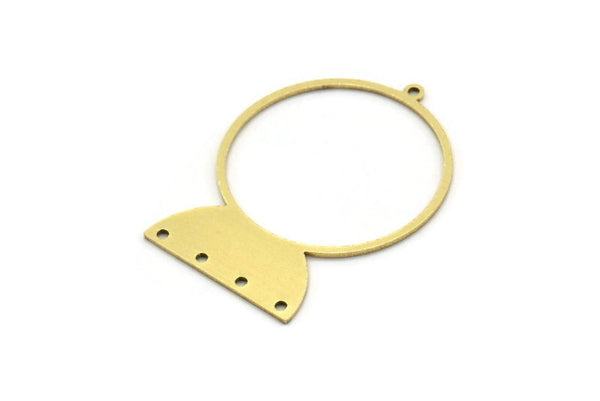Brass Charm, 4 Raw Brass, Brass Pendants, Charm Pendants, Brass Charms With 1 Loop And 4 Holes, Findings (38x28x0.80mm) SMP0662