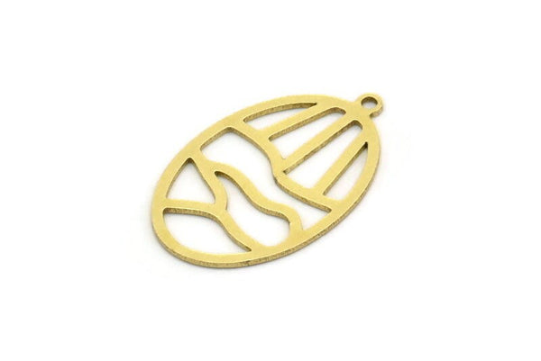 Brass Oval Charm, 8 Raw Brass Oval Charms With 1 Loop, Earring Charms (25x16x0.60mm) SMP0666