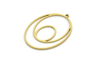 Brass Oval Charm, 4 Raw Brass Oval Charms With 1 Loop, Earring Charms (35x26x0.80mm) SMP0672