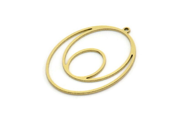 Brass Oval Charm, 4 Raw Brass Oval Charms With 1 Loop, Earring Charms (35x26x0.80mm) SMP0672