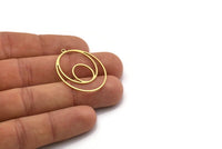 Brass Oval Charm, 4 Raw Brass Oval Charms With 1 Loop, Earring Charms (35x26x0.80mm) SMP0672