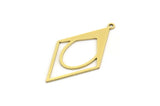 Brass Diamond Charm, 6 Raw Brass Diamond Shaped Charms With 1 Loop, Pendant Findings (33x18x0.60mm) SMP0674