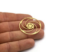 Brass Round Charm, 2 Raw Brass Round Charm With 1 Loop, Charm Pendants (38x36x0.80mm) SMP0675