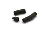 Leather Cord Clasp, Stainless Steel Black Clasp For 6mm Leather Cord (31x8mm) D1492