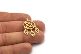 Brass Round Charm, 6 Raw Brass Round Charms With 1 Loop, Fringed Charms, Flower Findings (34x20x0.60mm) SMP0681