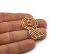 Brass Round Charm, 4 Raw Brass Round Charms With 1 Loop, Fringed Charms, Flower Findings (44x24x0.60mm) SMP0687