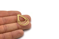 Brass Drop Charm, 4 Raw Brass Drop Charms With 1 Hole, Earring Findings (35x23x0.60mm) SMP0688