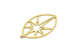 Brass Marquise Charm, 4 Raw Brass Pole Star Patterned Marquise Shaped Charms With 1 Loop, North Star Charms, Findings (32x19x0.60mm) SMP0691