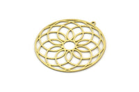 Brass Round Charm, 2 Raw Brass Round Charm With 1 Loop, Charm Pendants (38x36x0.60mm) SMP0694