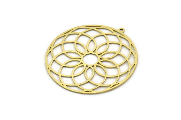 Brass Round Charm, 2 Raw Brass Round Charm With 1 Loop, Charm Pendants (38x36x0.60mm) SMP0694