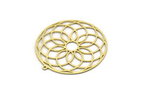 Brass Round Charm, 2 Raw Brass Round Charm With 1 Loop, Charm Pendants (38x36x0.60mm) SMP0694
