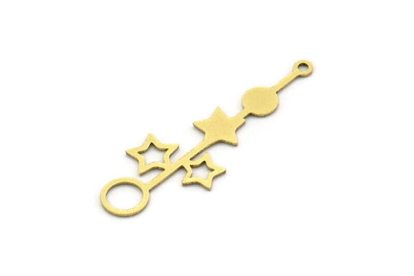 Brass Star Charm, 12 Raw Brass Star Charms With 1 Loop, Charm Pendants, Findings (36x12x0.60mm) SMP0695