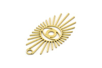 Brass Eye Charm, 6 Raw Brass Eye And Sun Shaped Charms With 1 Loop, Earring Charms (43x22x0.80mm) SMP0701