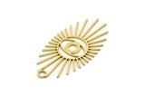 Brass Eye Charm, 6 Raw Brass Eye And Sun Shaped Charms With 1 Loop, Earring Charms (43x22x0.80mm) SMP0701