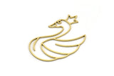Brass Swan Charm, 4 Raw Brass Swan Shaped Charms, Findings (42x27x0.80mm) SMP0702