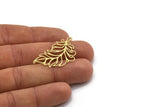 Brass Feather Charm, 4 Raw Brass Feather Charms With 1 Loop, Findings (38x21x0.60mm) SMP0705