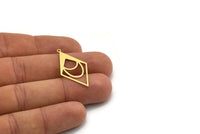 Brass Diamond Charm, 8 Raw Brass Diamond Shaped Charms With 1 Loop, Pendant Findings (33x18x0.60mm) SMP0707