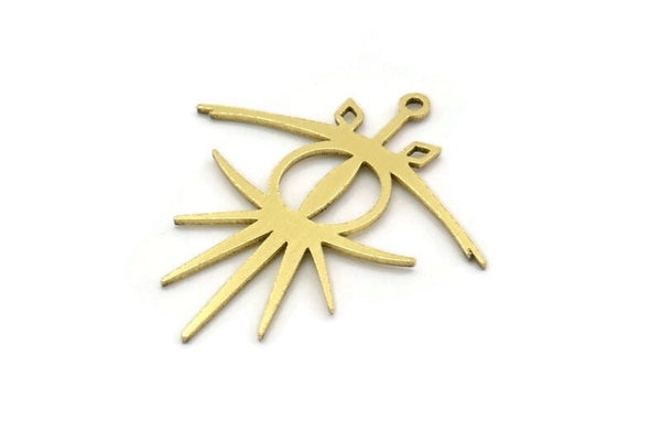 Brass Irregular Charm, 8 Raw Brass Irregular Shaped Charms With 1 Loop, Findings (33x31x0.80mm) SMP0711