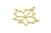 Brass Leaf Charm, 6 Raw Brass Plane Tree Leaf Charms With 1 Loop, Findings (27.5x31.5x0.60mm) SMP0712